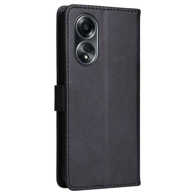 Oppo A58 4G Handy Hülle - Classic II Leder Bookcover Series - schwarz