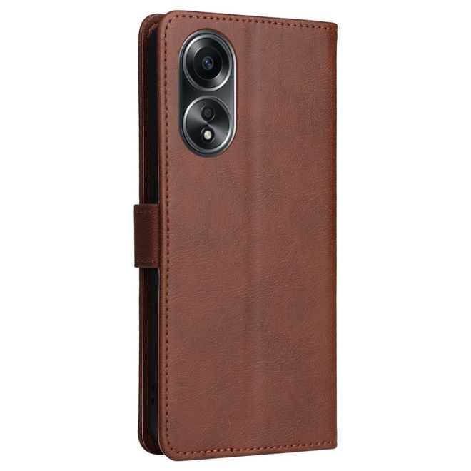 Oppo A58 4G Handy Hülle - Classic II Leder Bookcover Series - braun
