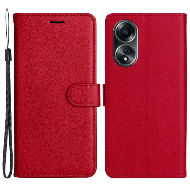 Oppo A58 4G Handy Hülle - Classic II Leder Bookcover Series - rot