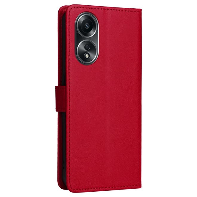 Oppo A58 4G Handy Hülle - Classic II Leder Bookcover Series - rot