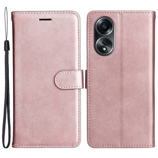 Oppo A58 4G Handy Hülle - Classic II Leder Bookcover Series - rosegold