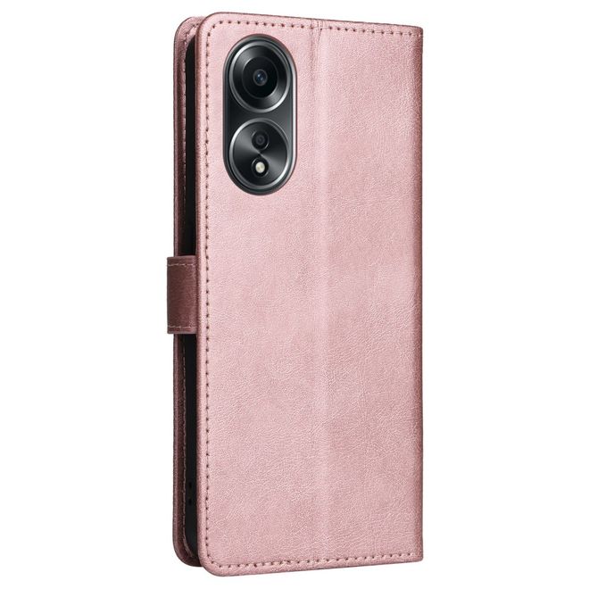Oppo A58 4G Handy Hülle - Classic II Leder Bookcover Series - rosegold