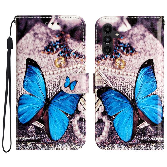 Samsung Galaxy A35 5G Handy Hülle - Leder Bookcover Image Series - blauer Schmetterling