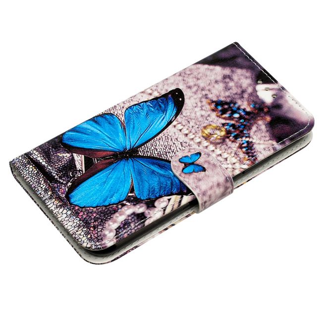 Samsung Galaxy A35 5G Handy Hülle - Leder Bookcover Image Series - blauer Schmetterling