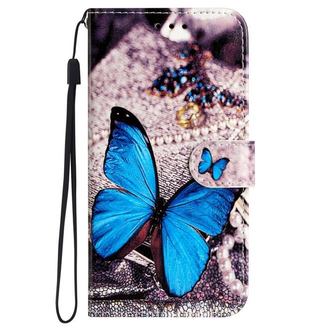 Samsung Galaxy A35 5G Handy Hülle - Leder Bookcover Image Series - blauer Schmetterling
