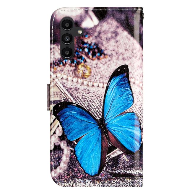 Samsung Galaxy A35 5G Handy Hülle - Leder Bookcover Image Series - blauer Schmetterling
