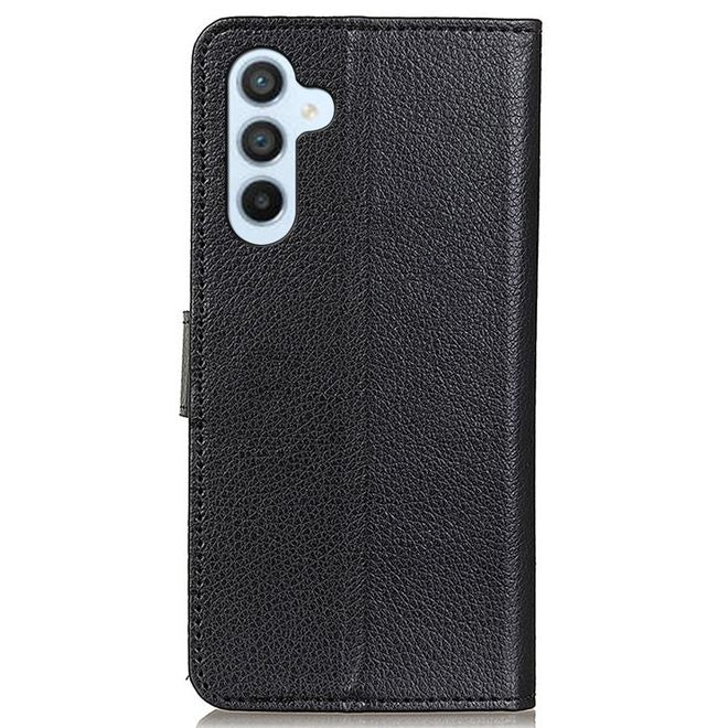 Samsung Galaxy A35 5G Handy Hülle - Litchi Leder Bookcover Series - schwarz