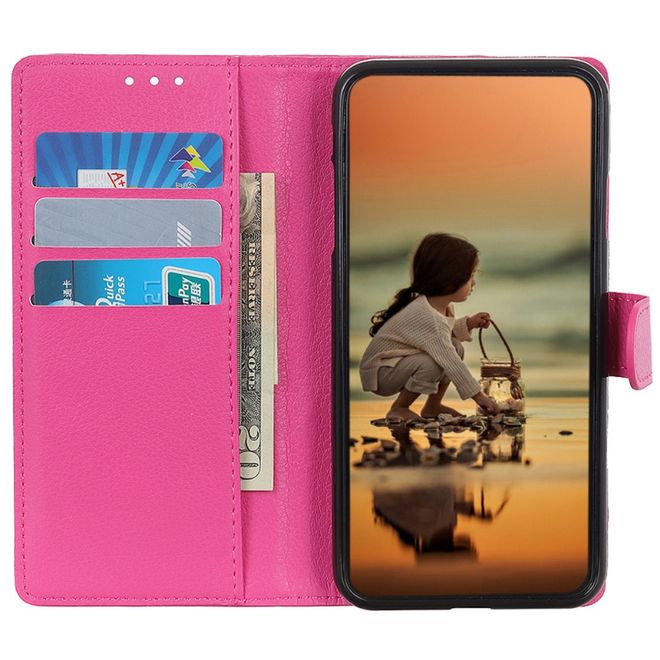 Samsung Galaxy A35 5G Handy Hülle - Litchi Leder Bookcover Series - pink