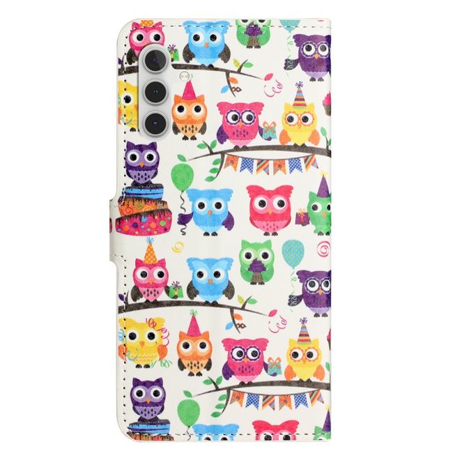 Samsung Galaxy A55 5G Handy Hülle - Leder Bookcover Image Series - Eulen