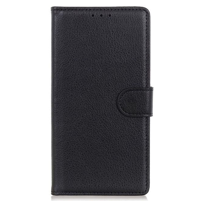 Samsung Galaxy A55 5G Handy Hülle - Litchi Leder Bookcover Series - schwarz