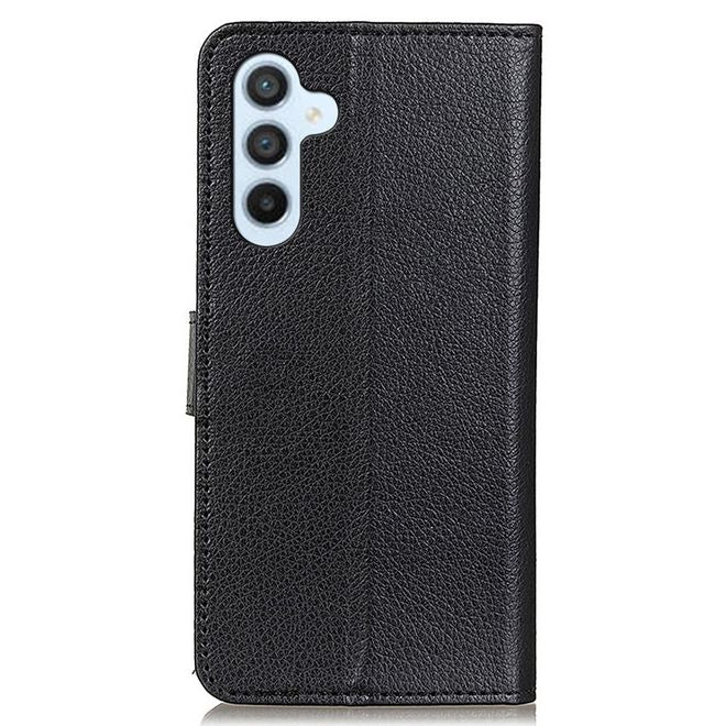 Samsung Galaxy A55 5G Handy Hülle - Litchi Leder Bookcover Series - schwarz