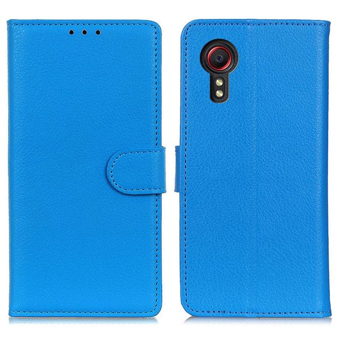 Samsung Galaxy Xcover7 Handy Hülle - Litchi Leder Bookcover Series - blau