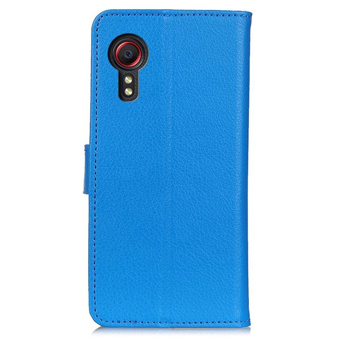 Samsung Galaxy Xcover7 Handy Hülle - Litchi Leder Bookcover Series - blau
