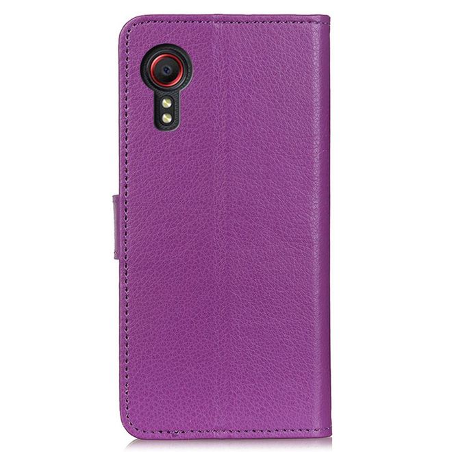 Samsung Galaxy Xcover7 Handy Hülle - Litchi Leder Bookcover Series - purpur