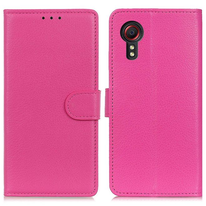 Samsung Galaxy Xcover7 Handy Hülle - Litchi Leder Bookcover Series - pink