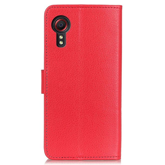 Samsung Galaxy Xcover7 Handy Hülle - Litchi Leder Bookcover Series - rot