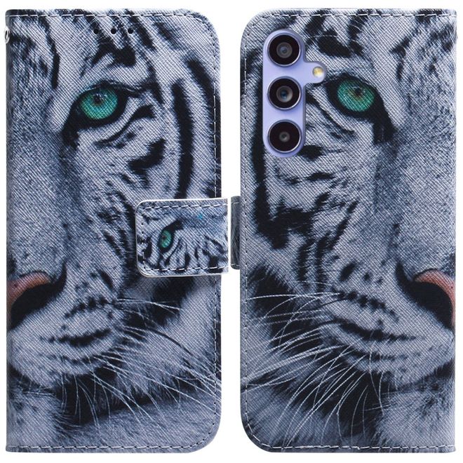 Samsung Galaxy A55 5G Handy Hülle - Leder Bookcover Image Series - Tiger