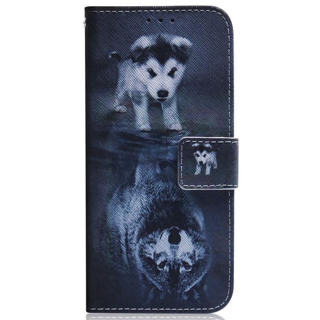 Samsung Galaxy A55 5G Handy Hülle - Leder Bookcover Image Series - Hund und Wolf