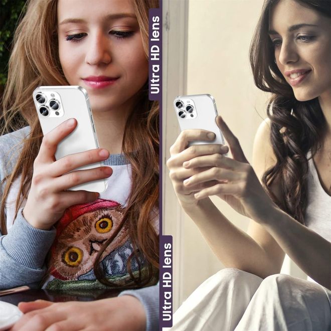 iPhone 15 Pro / iPhone 15 Pro Max Kamera Linsen Abdeckung mit Glasperlen - silber