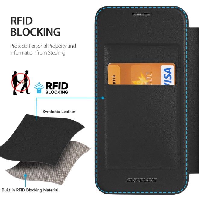 Dux Ducis - Samsung Galaxy S24+ Hülle - Leder Bookcover mit Standfunktion - Skin X Pro Series - schwarz