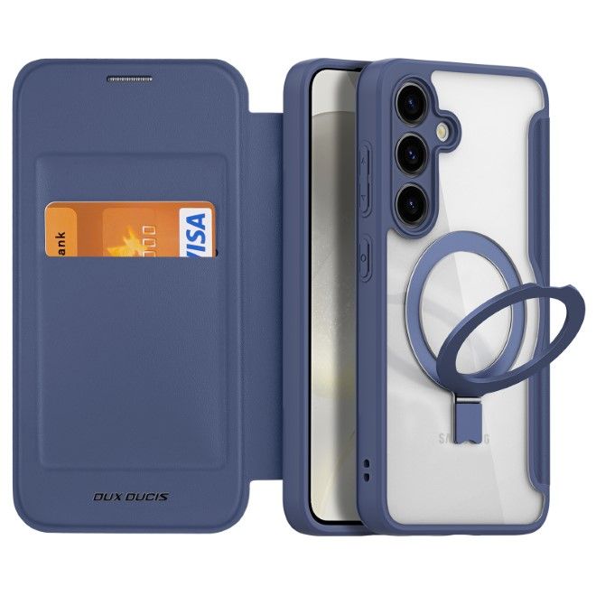 Dux Ducis - Samsung Galaxy S24+ Hülle - Leder Bookcover mit Standfunktion - Skin X Pro Series - blau