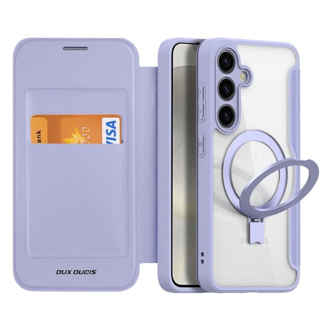 Dux Ducis - Samsung Galaxy S24+ Hülle - Leder Bookcover mit Standfunktion - Skin X Pro Series - purpur