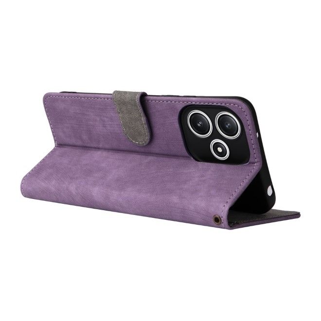 Xiaomi Poco M6 Pro 5G / Redmi 12 5G / Note 12R 5G Handy Hülle - Classic II Leder Bookcover Series - purpur