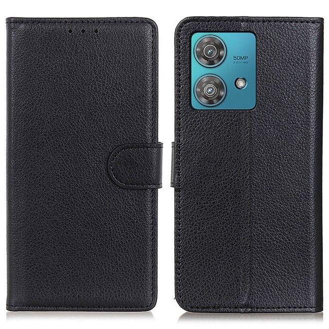 Motorola Edge 40 Neo Handy Hülle - Classic II Leder Bookcover Series - schwarz