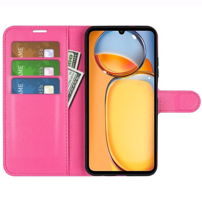 Xiaomi Redmi 13C / Poco C65 Handy Hülle - Litchi Leder Bookcover Series - pink