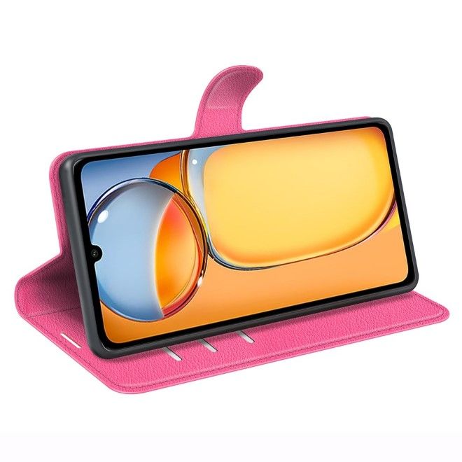 Xiaomi Redmi 13C / Poco C65 Handy Hülle - Litchi Leder Bookcover Series - pink