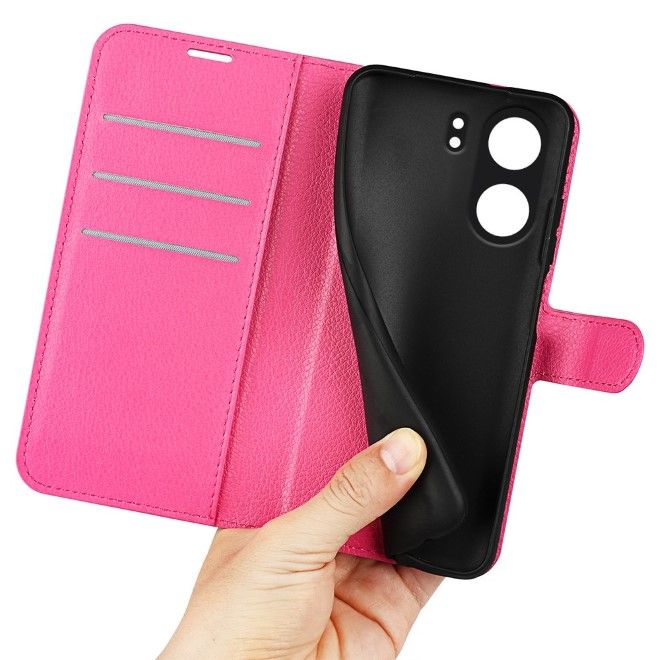 Xiaomi Redmi 13C / Poco C65 Handy Hülle - Litchi Leder Bookcover Series - pink