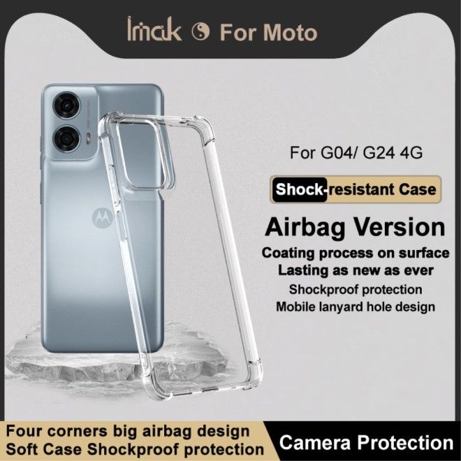 Imak - Motorola Moto G04 4G / G24 4G Hülle - Robustes Softcase - transparent