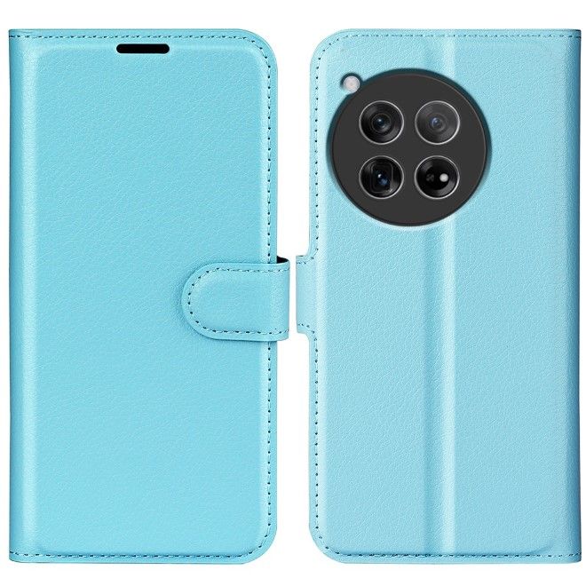 OnePlus 12 Handy Hülle - Litchi Leder Bookcover Series - blau