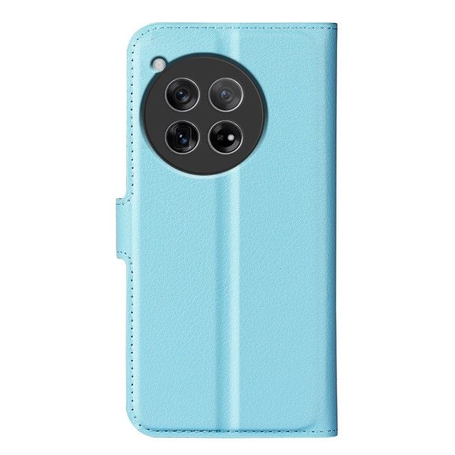 OnePlus 12 Handy Hülle - Litchi Leder Bookcover Series - blau