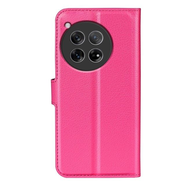 OnePlus 12 Handy Hülle - Litchi Leder Bookcover Series - pink