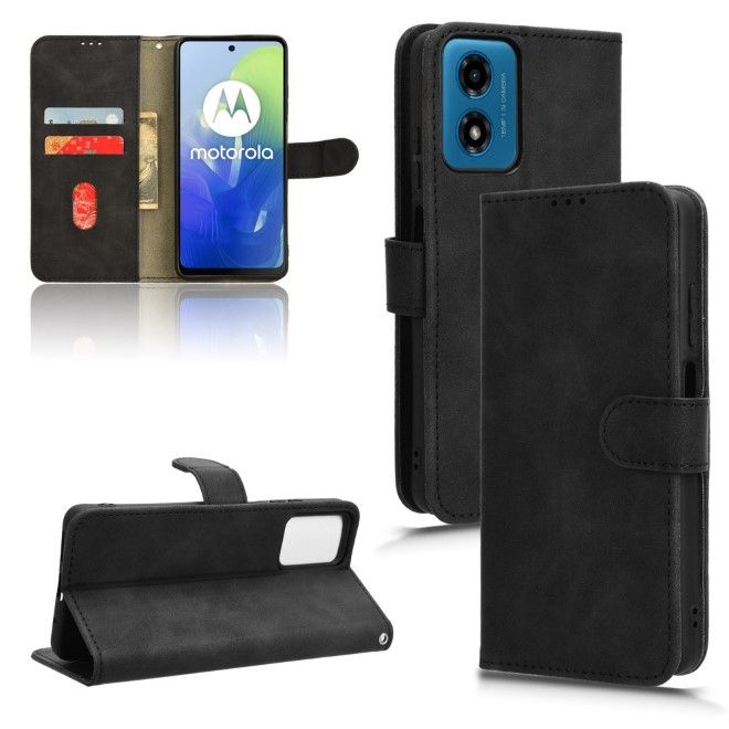 Motorola Moto G04 4G / G24 4G Handy Hülle - Classic II Leder Bookcover Series - schwarz