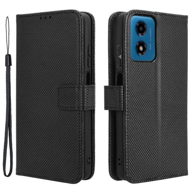 Motorola Moto G04 4G / G24 Power Handy Hülle - Classic II Leder Bookcover Series - schwarz