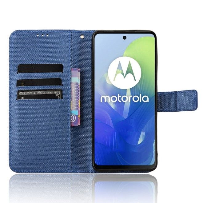 Motorola Moto G04 4G / G24 Power Handy Hülle - Classic II Leder Bookcover Series - blau