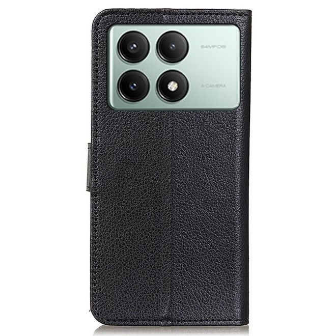 Xiaomi Poco X6 Pro 5G Handy Hülle - Litchi Leder Bookcover Series - schwarz