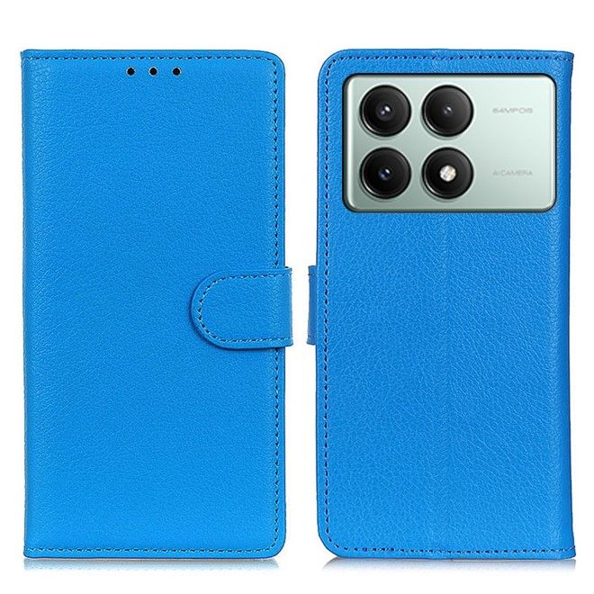 Xiaomi Poco X6 Pro 5G Handy Hülle - Litchi Leder Bookcover Series - blau