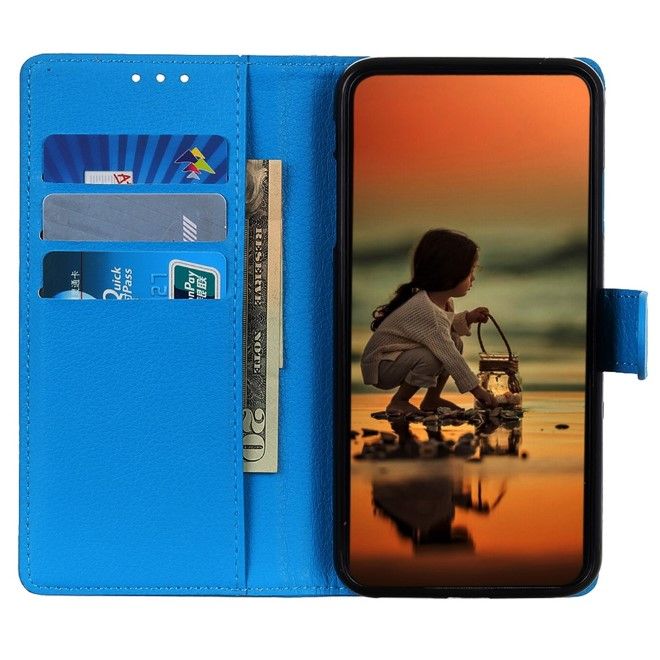 Xiaomi Poco X6 Pro 5G Handy Hülle - Litchi Leder Bookcover Series - blau