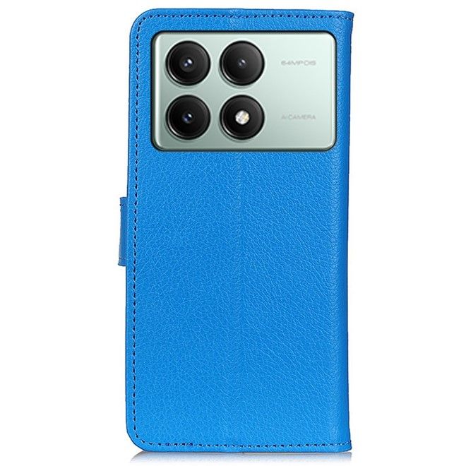 Xiaomi Poco X6 Pro 5G Handy Hülle - Litchi Leder Bookcover Series - blau
