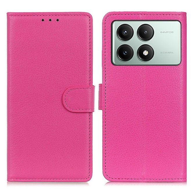 Xiaomi Poco X6 Pro 5G Handy Hülle - Litchi Leder Bookcover Series - pink