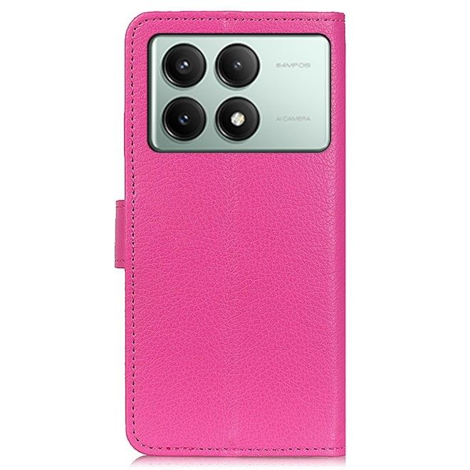 Xiaomi Poco X6 Pro 5G Handy Hülle - Litchi Leder Bookcover Series - pink