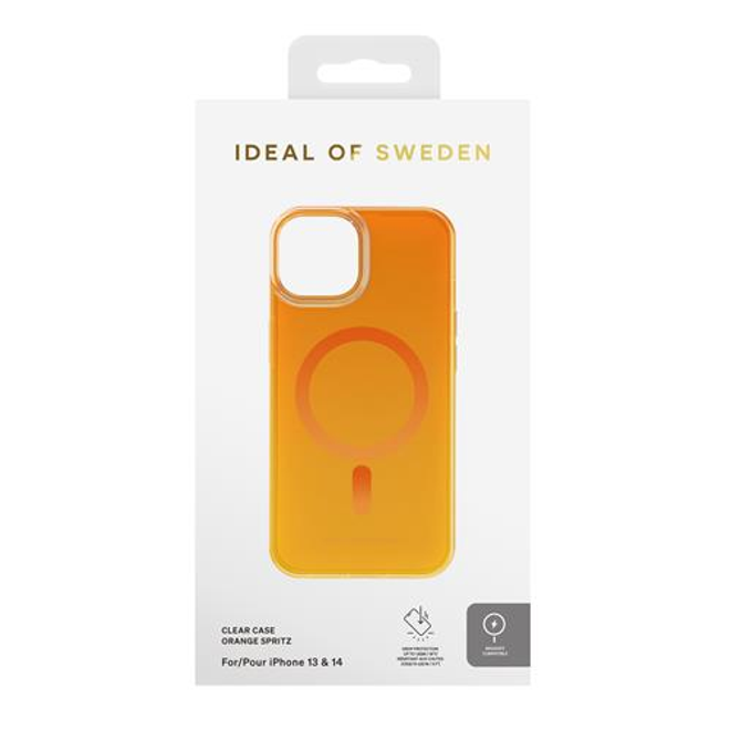 iDeal of Sweden - iPhone 13 / iPhone 14 Hülle - Designer Case - MagSafe kompatibel - Orange Spritz clear