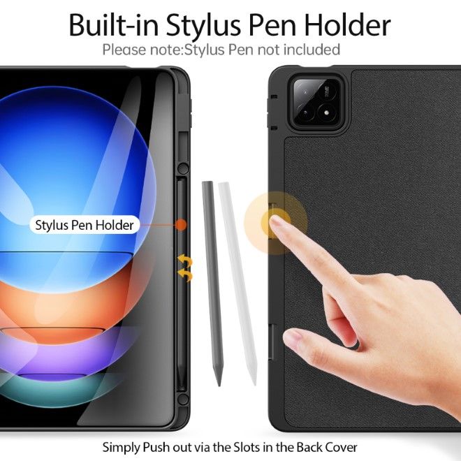 Dux Ducis - Xiaomi Pad 6S Pro 12.4 Hülle - Leder Smart Flip Case - Domo Series - schwarz