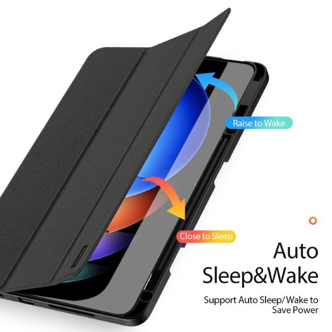 Dux Ducis - Xiaomi Pad 6S Pro 12.4 Hülle - Leder Smart Flip Case - Domo Series - schwarz