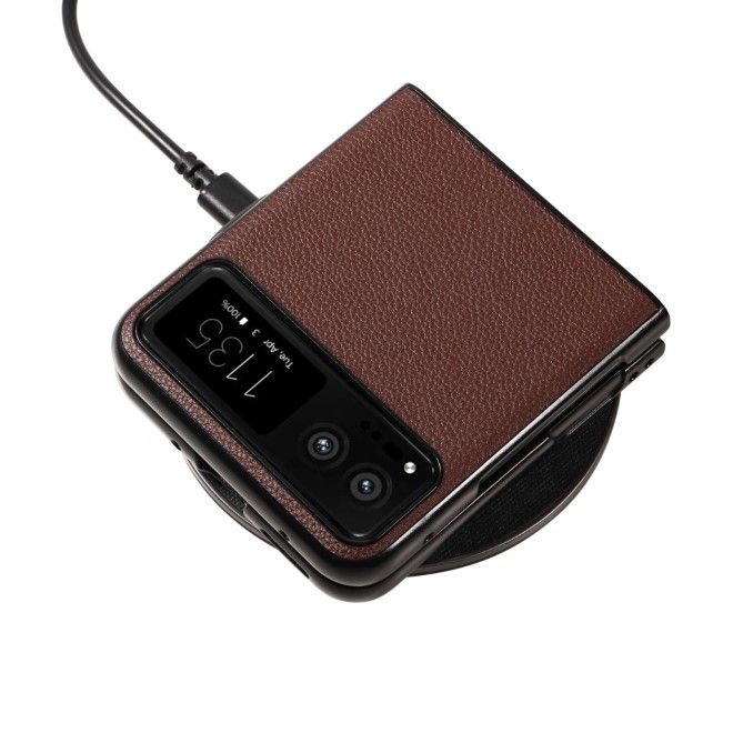 Motorola Razr 40 5G Handy Hülle - Litchi Leder Bookcover Series - braun