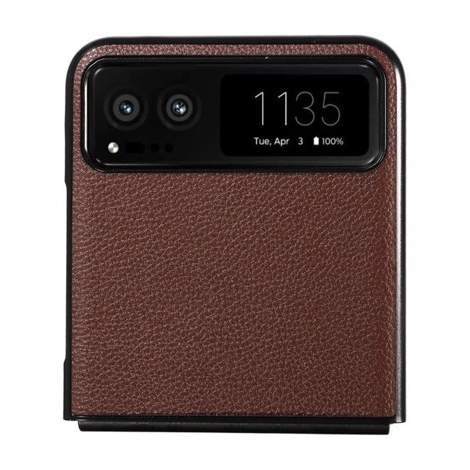 Motorola Razr 40 5G Handy Hülle - Litchi Leder Bookcover Series - braun