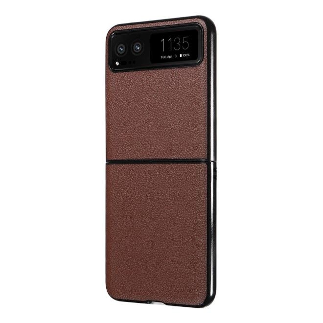 Motorola Razr 40 5G Handy Hülle - Litchi Leder Bookcover Series - braun